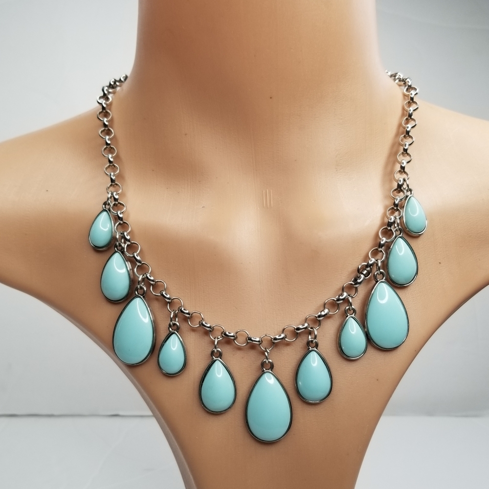 Blue Multi Tear Dropping Necklace